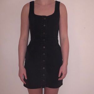 Urban outfitters black denim button up dress